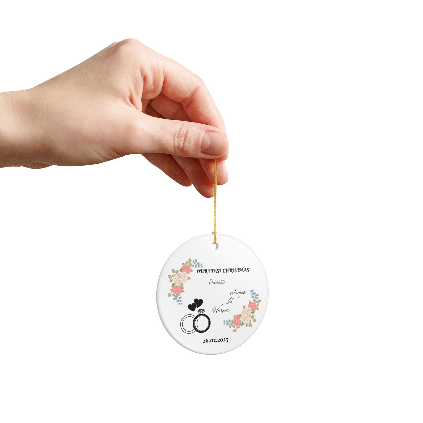 Engaged Christmas Ornament, Personalized First Christmas, Our First Christmas Engaged Ornament