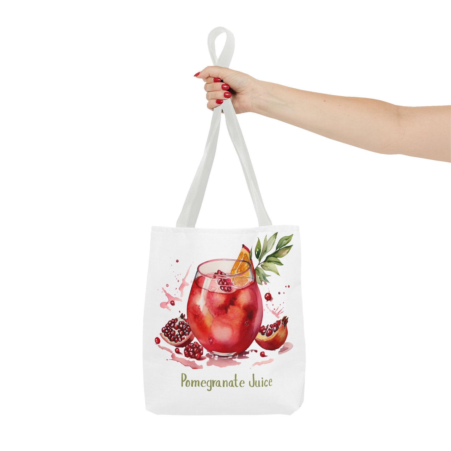 Pomegranate Juice Tote Bag — Watercolor Fruit Canvas Tote