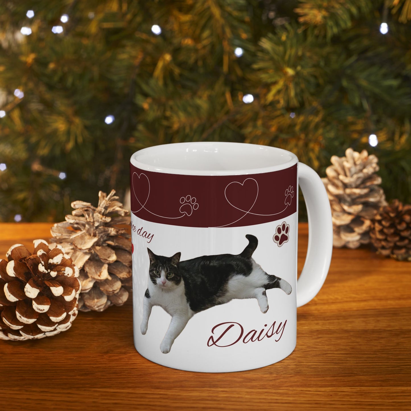 Have a Nice Day Cat Mug — Cute Paw Print Ceramic Coffee Cup (11oz/15oz)