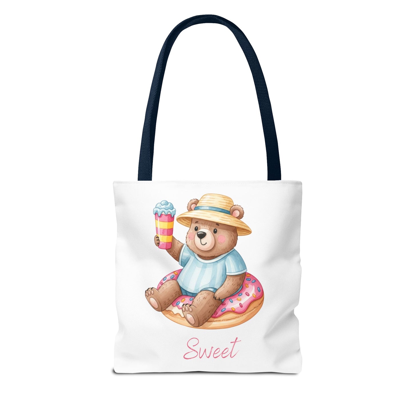 Sweet Bear Beach Tote - Cute Summer Teddy on Donut Float