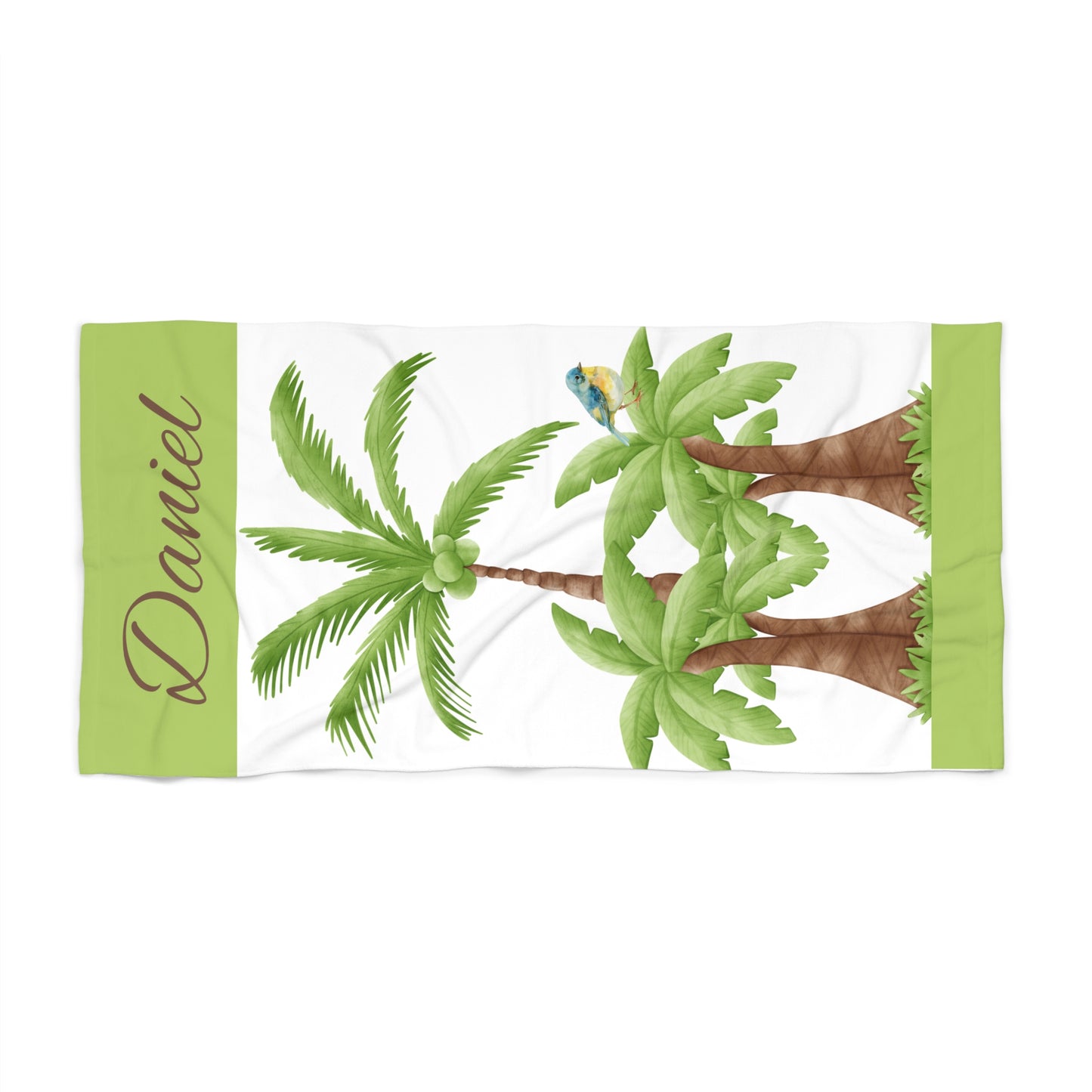 Personalized Palm Tree Beach Towel – Tropical Name Towel (Daniel)