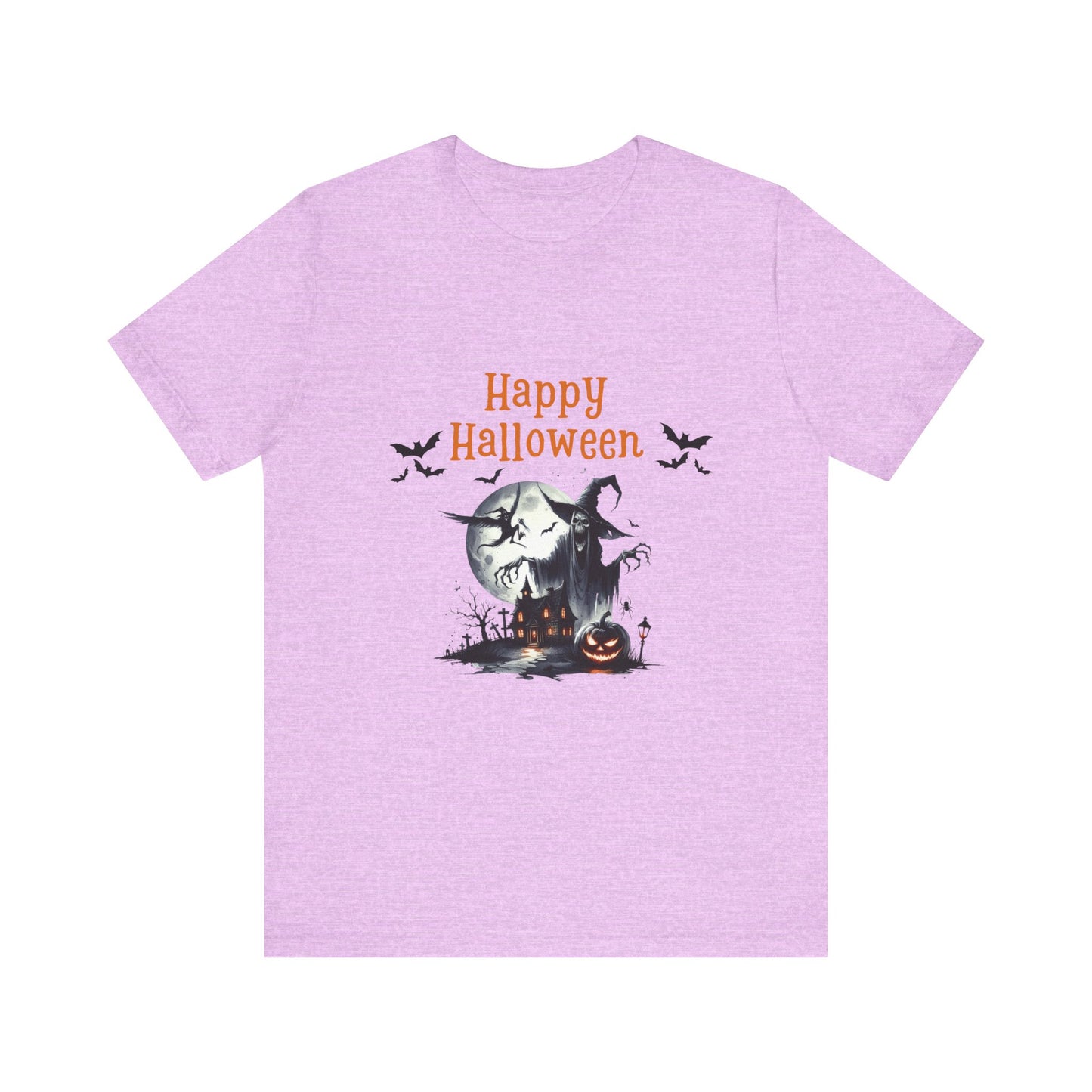 Happy Halloween Unisex Tee, Spooky T-Shirt, Halloween Gift, Fall Wardrobe Essential, Ghosts and Ghouls Vibe