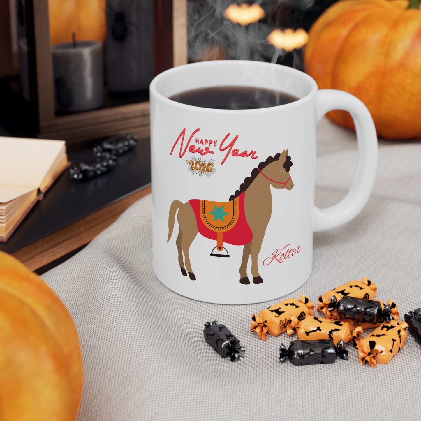 Horse Lover Ceramic Mug – Cute Pony Illustration, 'Nature Is My Shelter' Coffee Cup (11oz/15oz)