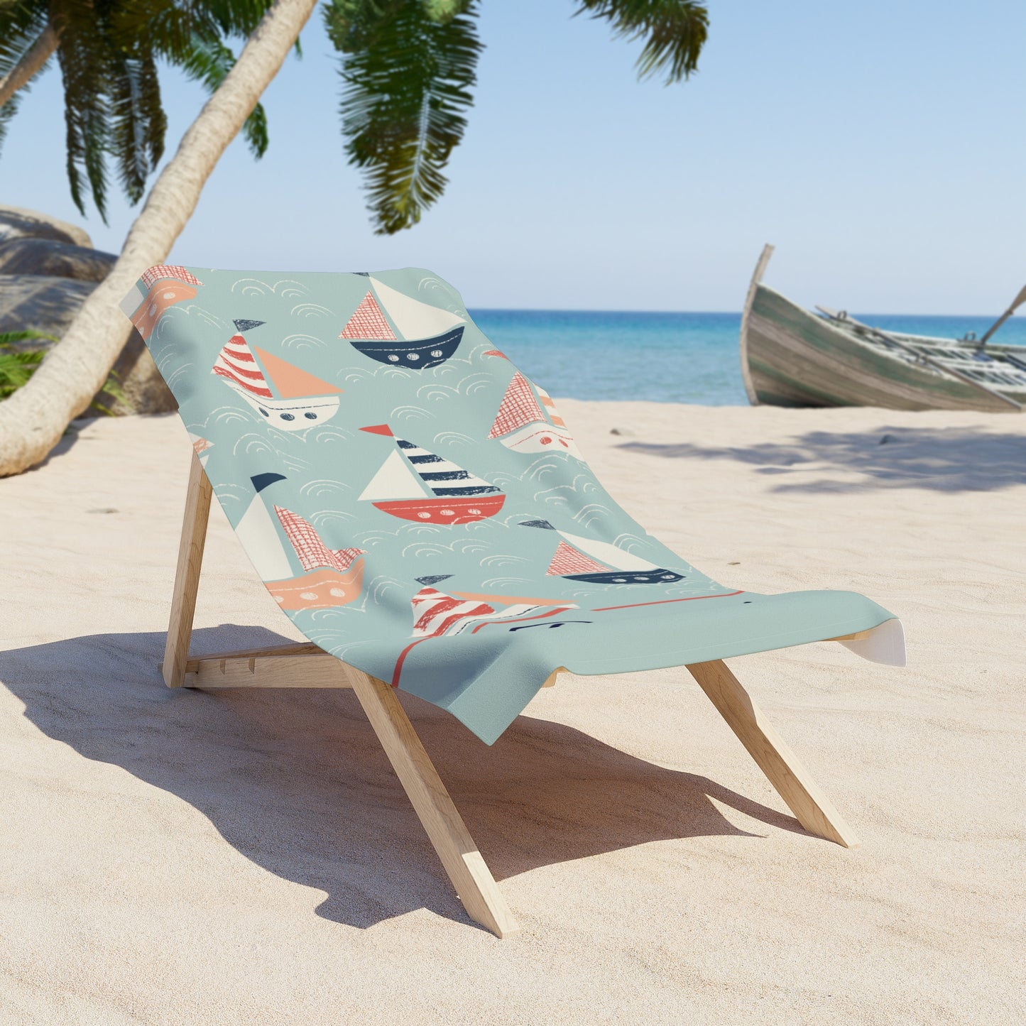 Personalized Nautical Sailboat Beach Towel — Custom Name