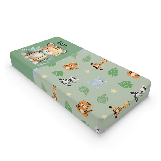 Baby Changing Pad Cover — Personalized Jungle Safari Animals (Green)