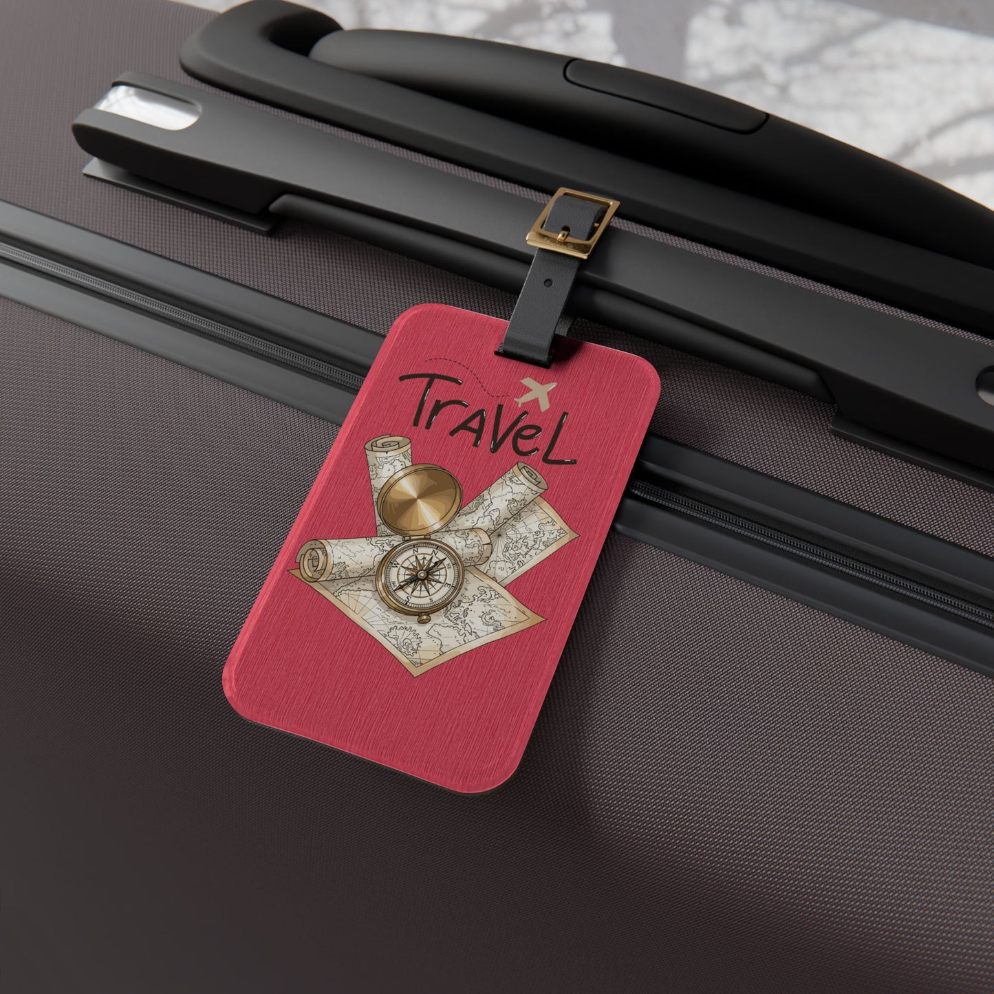 Travel Luggage Tag – Compass & Map Design
