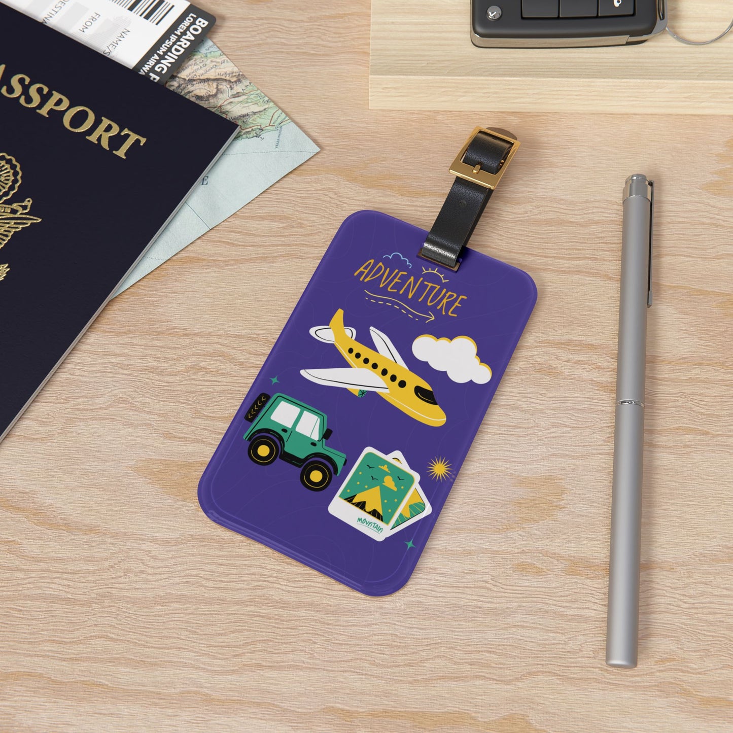 Adventure Luggage Tag — Cute Plane & Travel Icons ID Tag for Kids & Families