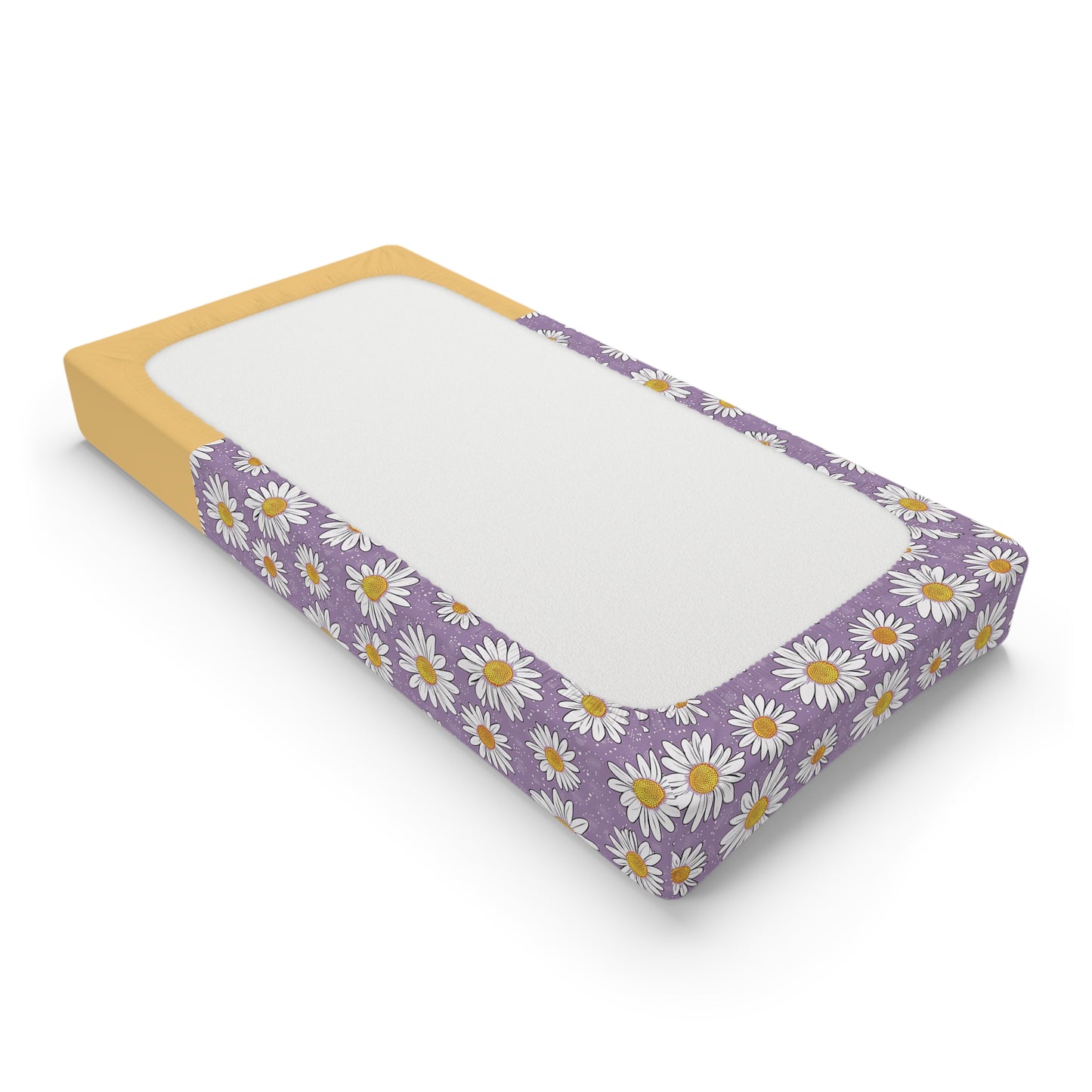 Daisy Meadow Baby Changing Pad Cover — Purple Floral Nursery Slipcover