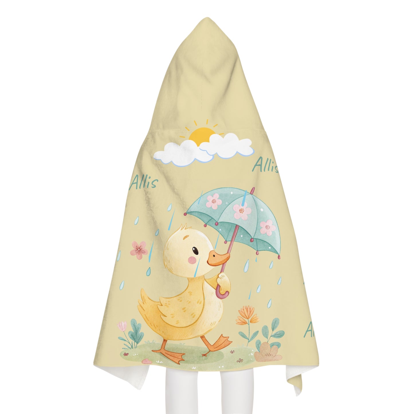 Duckling Hooded Towel — Personalized Kids Beach & Bath Towel with Umbrella Design