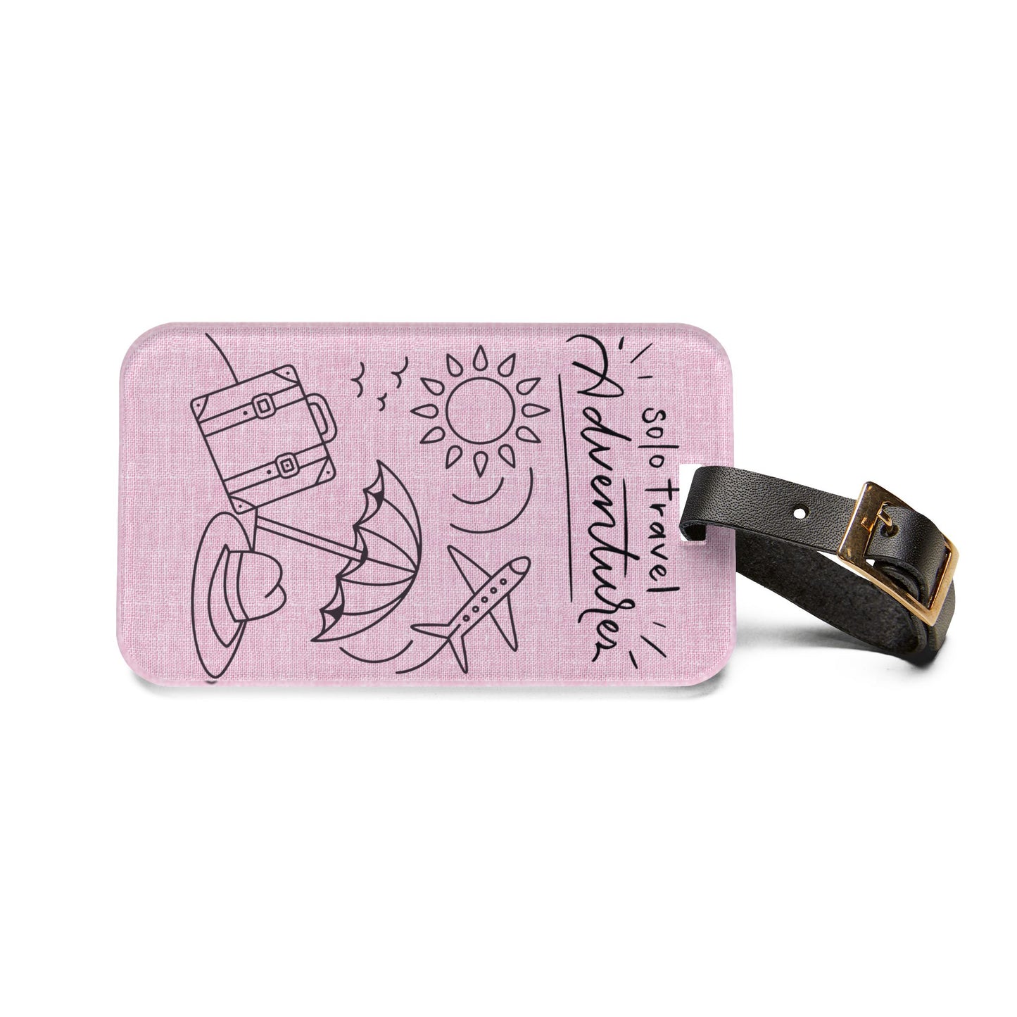 Solo Travel Adventurer Luggage Tag – Pink Passport Bag Identifier