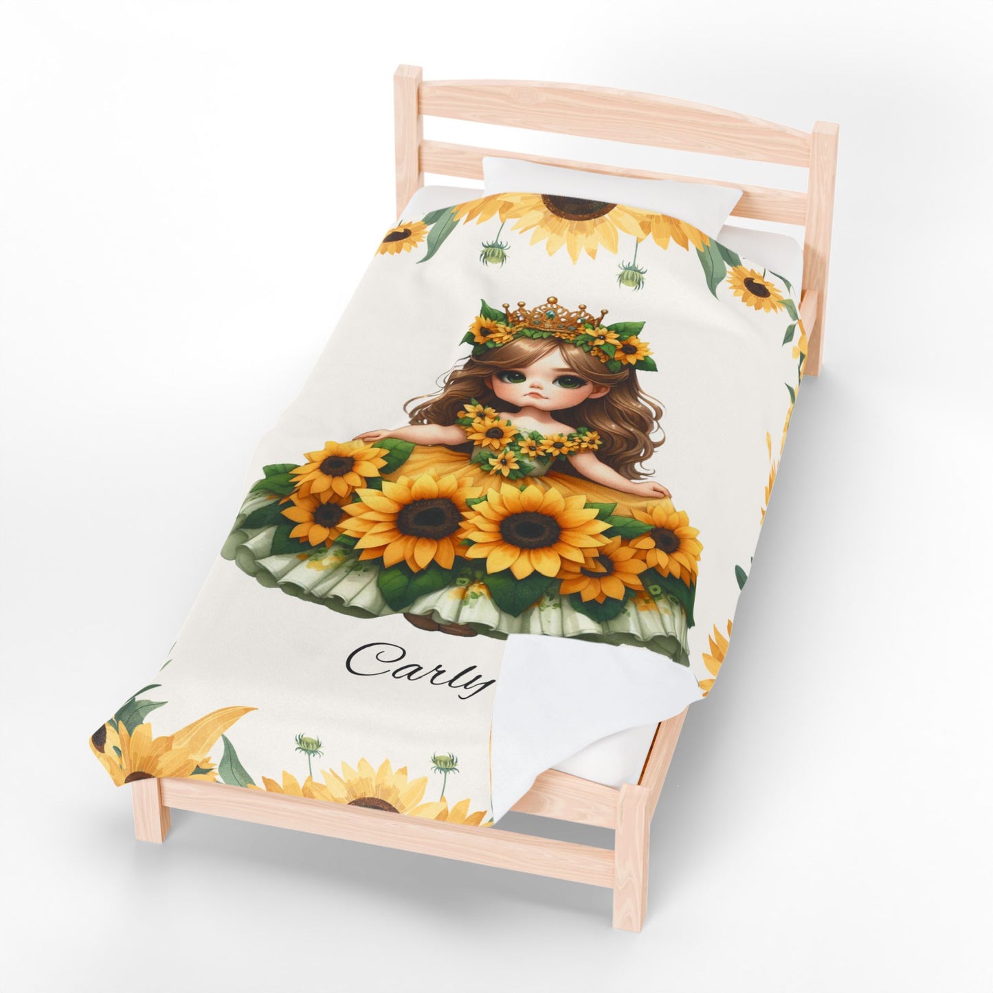 Sunflower Goddess Personalized Velveteen Plush Blanket, Cozy Throw, Kids Gift, Nursery Decor, Summer Vibes, Birthday Present