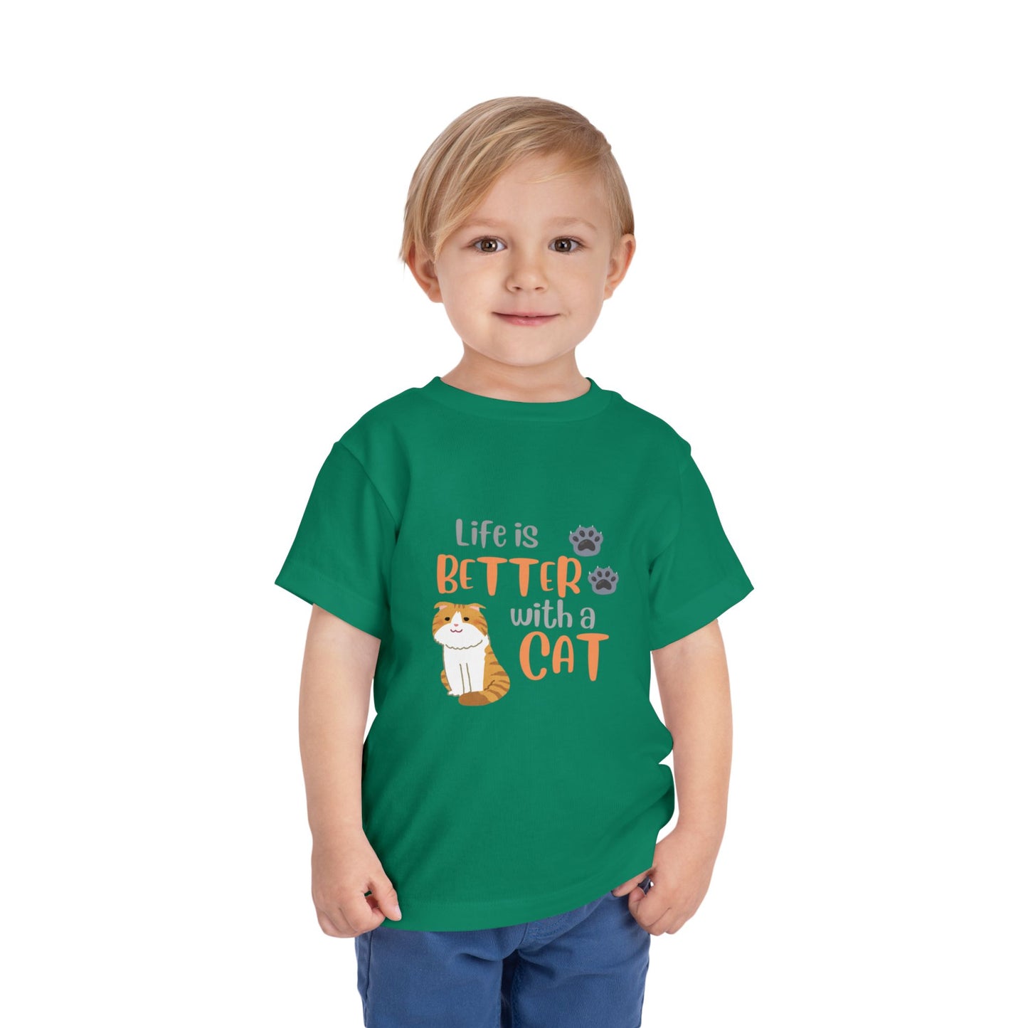 Toddler Cat-Themed Tee - 'Life is Better with a Cat', Kids T-Shirt, Animal Lover Gift, Cute Toddler Outfit, Cat Enthusiast Apparel, [...]