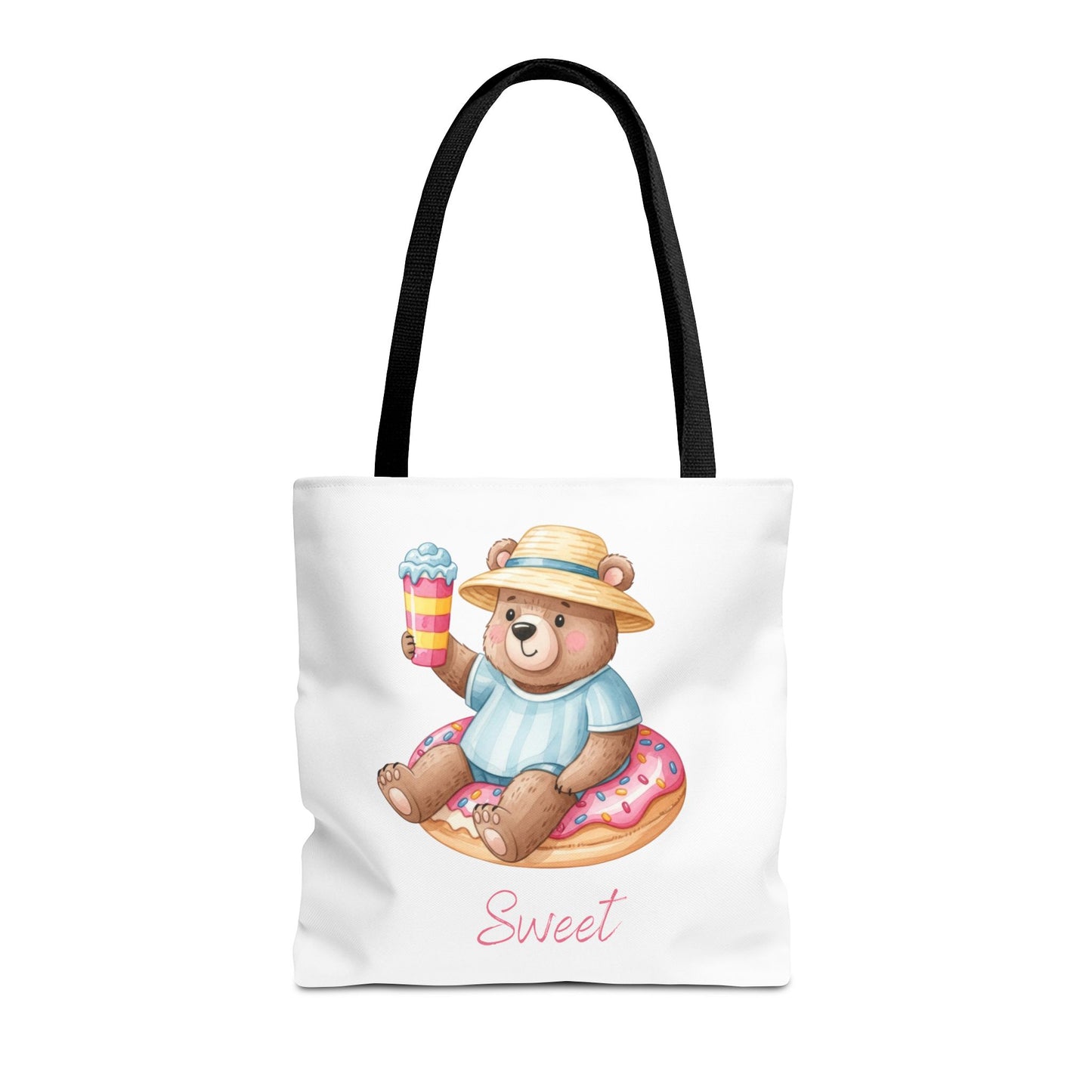 Sweet Bear Beach Tote - Cute Summer Teddy on Donut Float