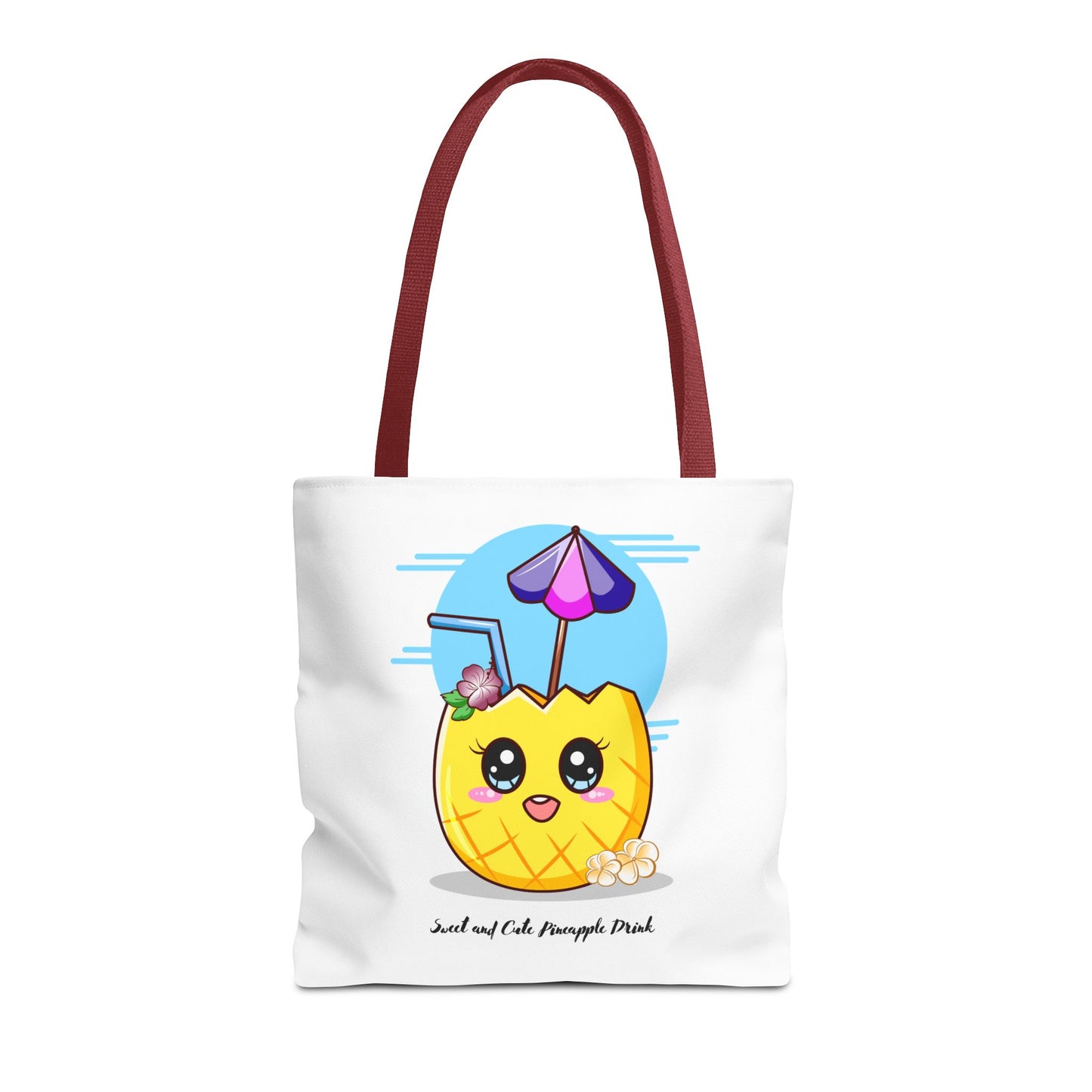 Pineapple Picnic Tote Bag — Cute Kawaii Tropical Drink Design