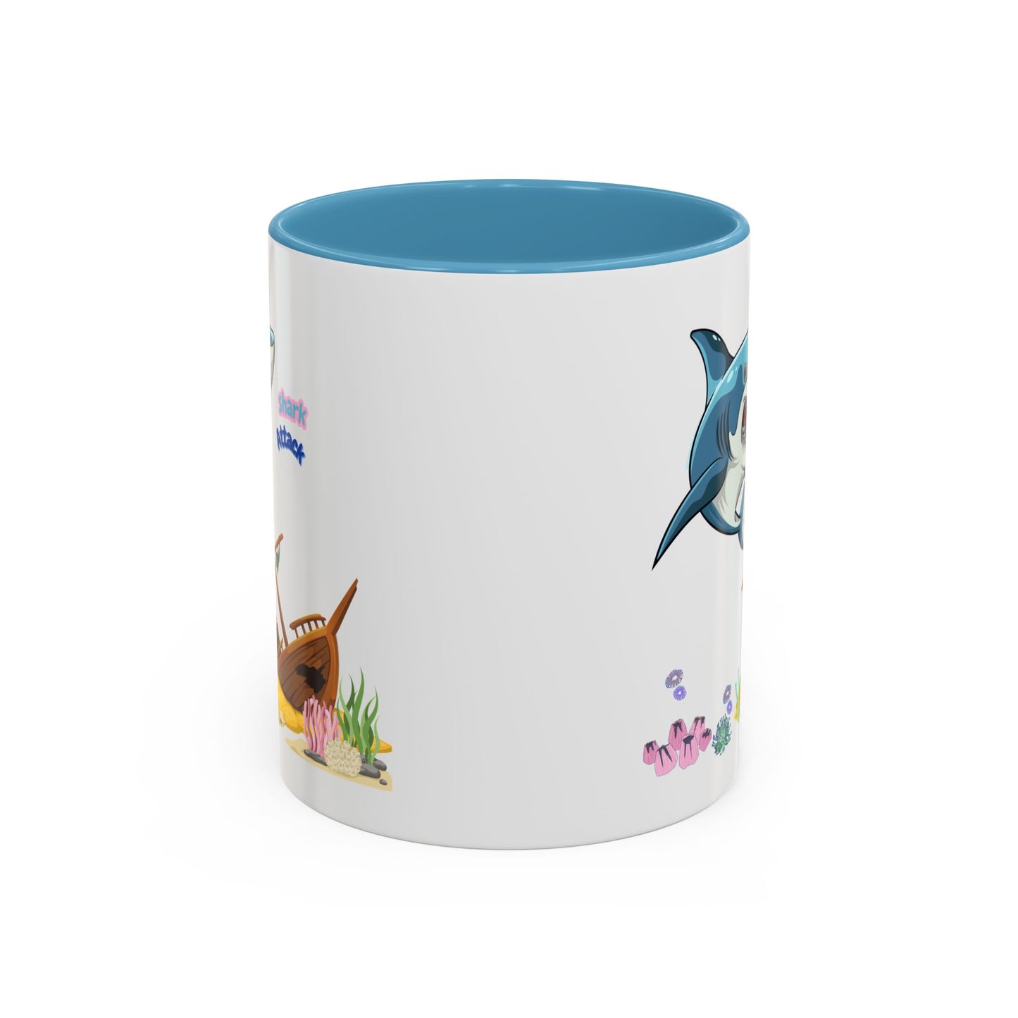 Shark ship colorful coral reef Coffee Mug