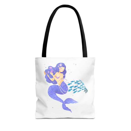 The mermaid and her school fish Tote Bag