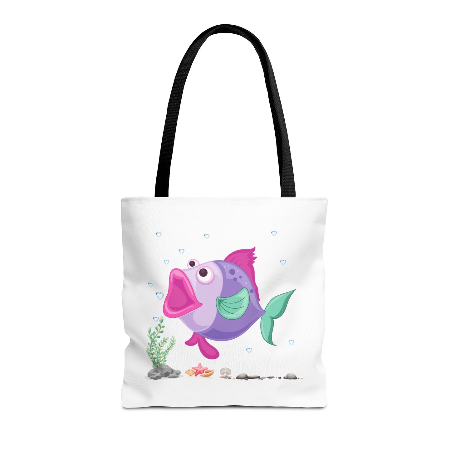 Fish with open mouth bubbles and underwater flora. Tote Bag