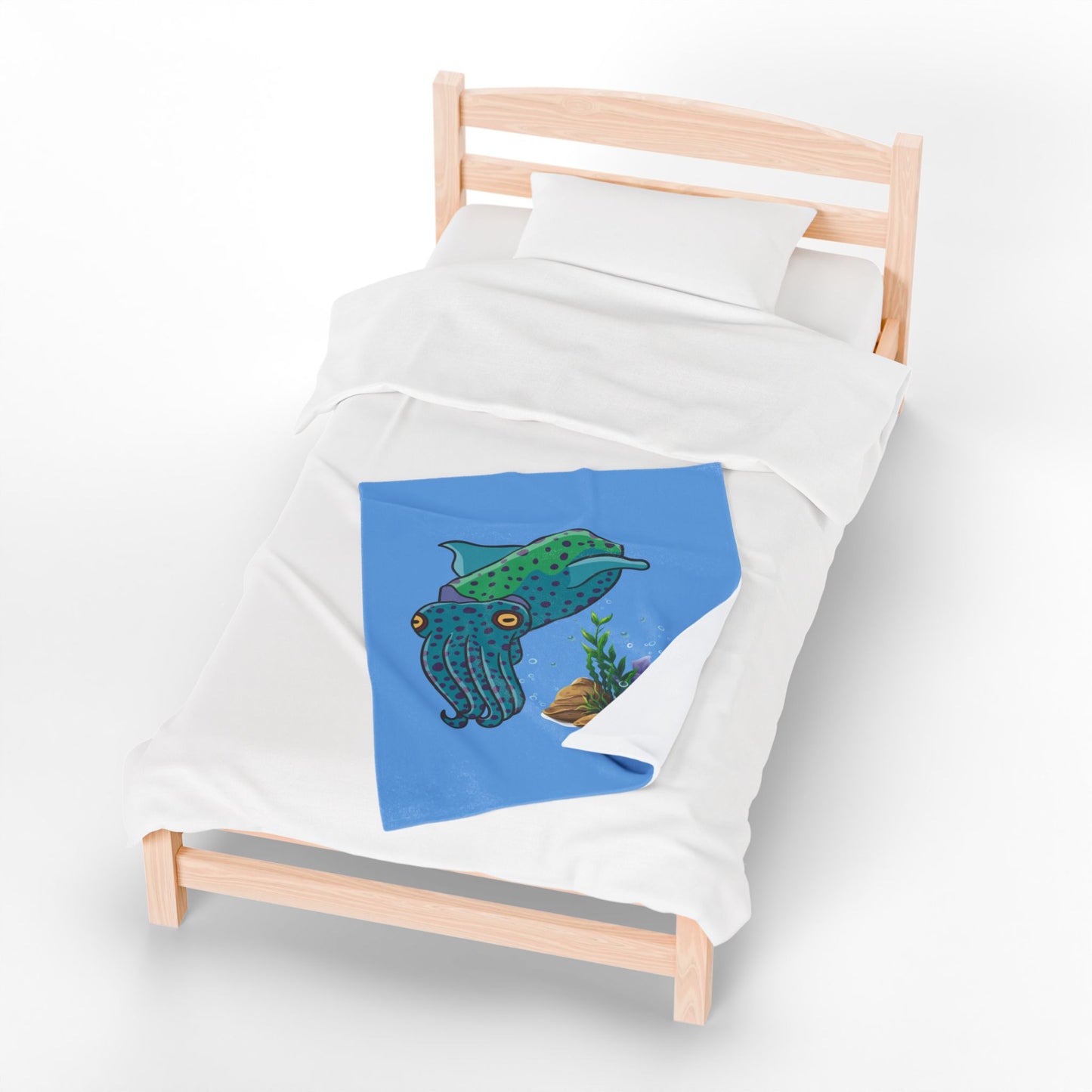 Cute with marine habitat coral and bubbles Velveteen Plush Blanket
