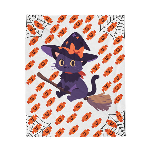 Whimsical Halloween Cat Blanket - Cozy Soft Plush Throw for Fall Decor, Gift for Cat Lovers, Spooky Season, Kids Room, Cozy Movie Nights