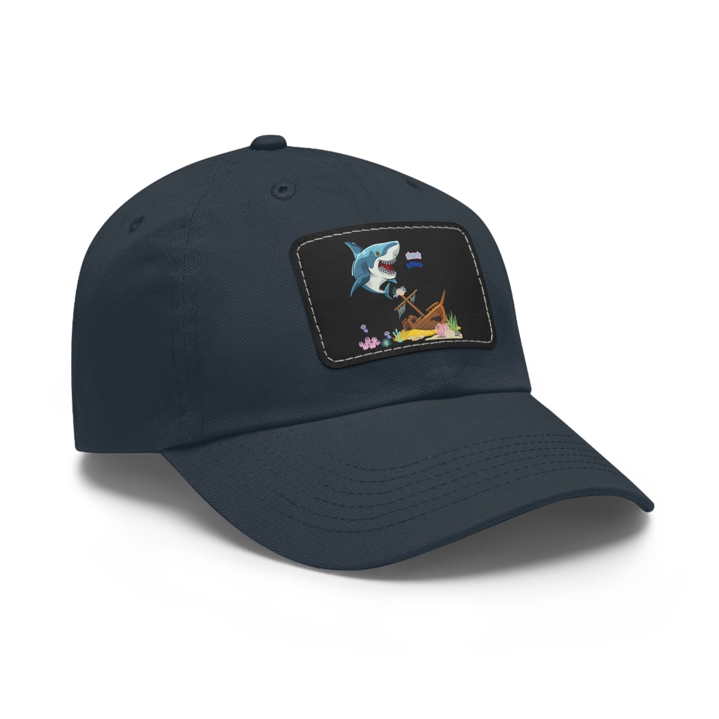 Shark ship colorful coral reef Dad Hat with Leather Patch (Rectangle)