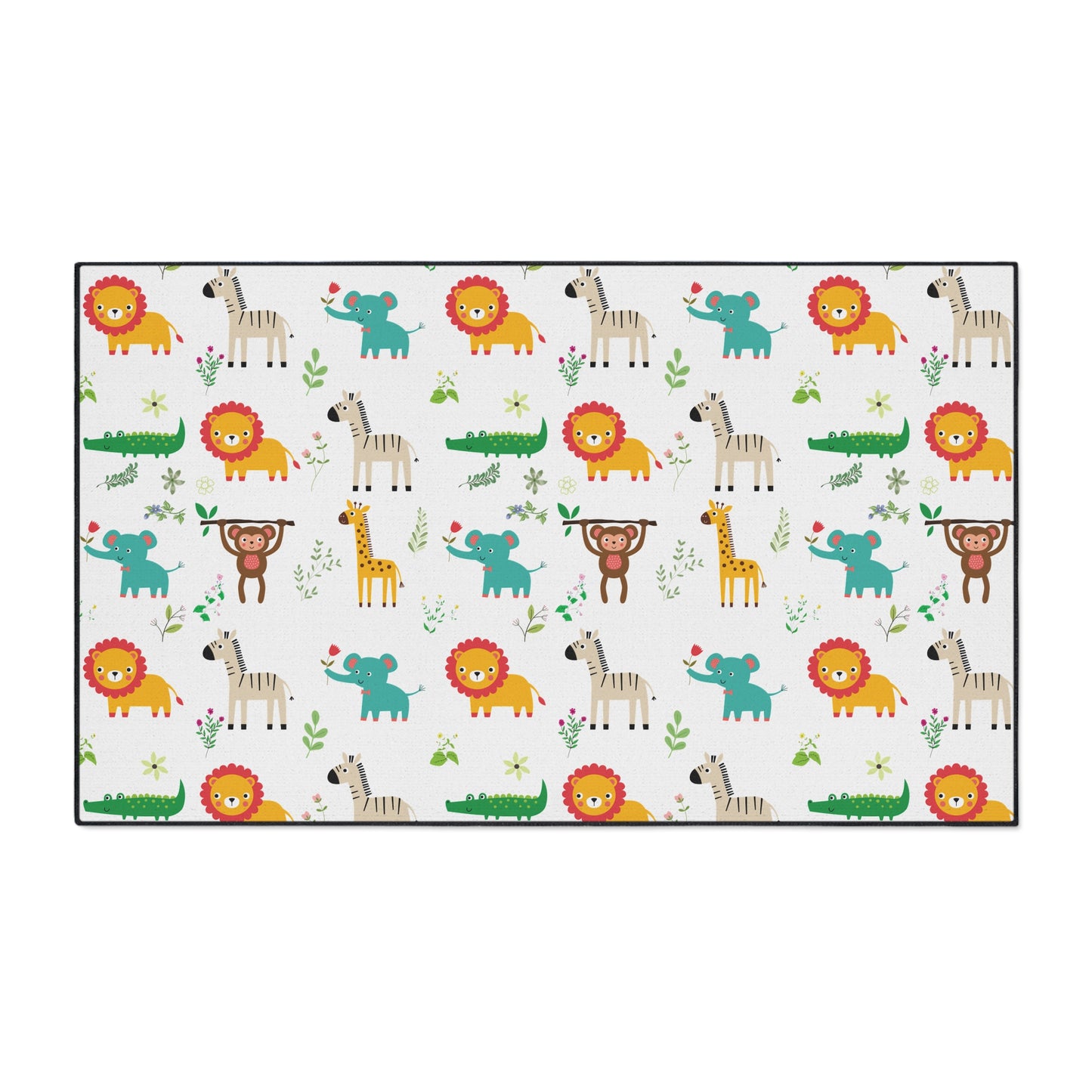 Kids' Safari Animal Floor Mat — Heavy Duty Non-Slip Playroom Rug