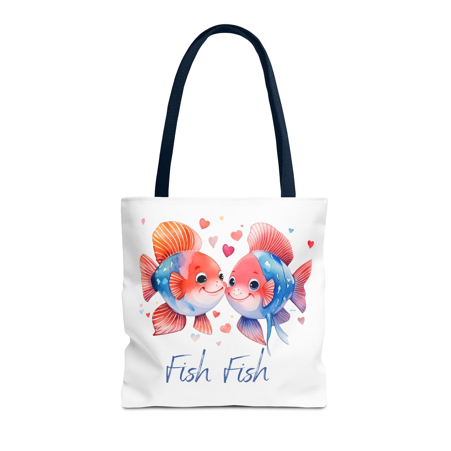 Cute Fish Couple Tote Bag — 'Fish Fish' Romantic Sea Life Beach Shopper