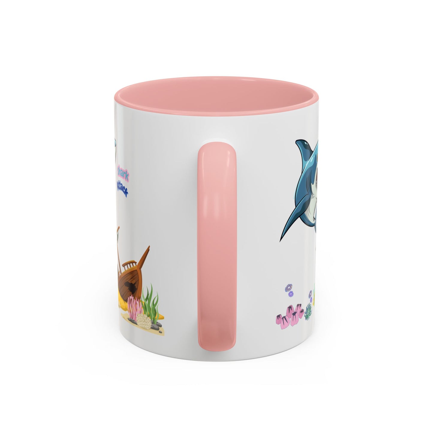 Shark ship colorful coral reef Coffee Mug
