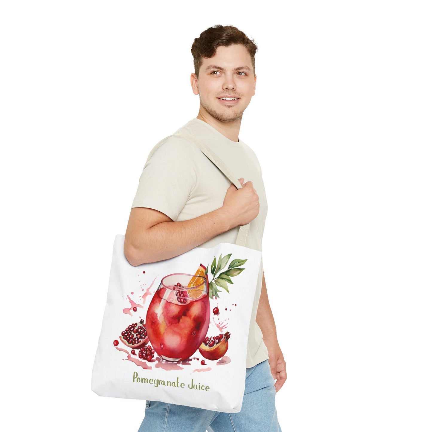 Pomegranate Juice Tote Bag — Watercolor Fruit Canvas Tote