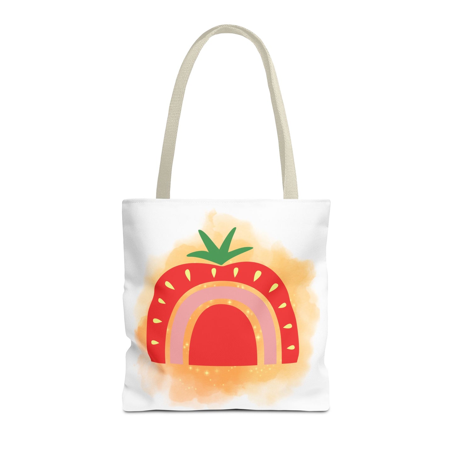 Strawberry Rainbow Tote Bag – Cute Fruit Watercolor AOP Tote