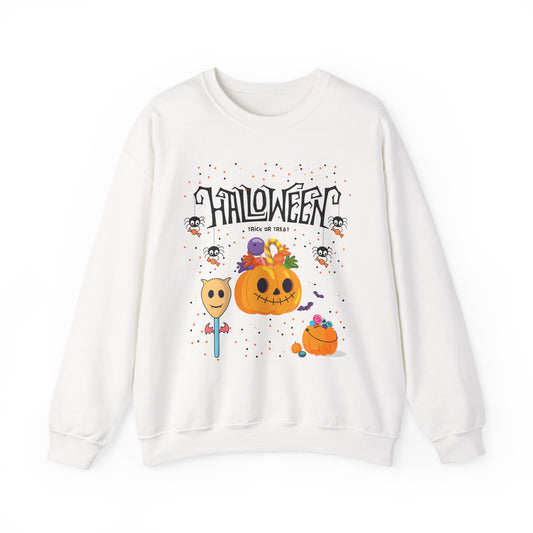 Halloween Themed Unisex Crewneck Sweatshirt, Cozy Fall Apparel, Gifting, Festive Wear, Halloween Decorations, Pumpkin Design
