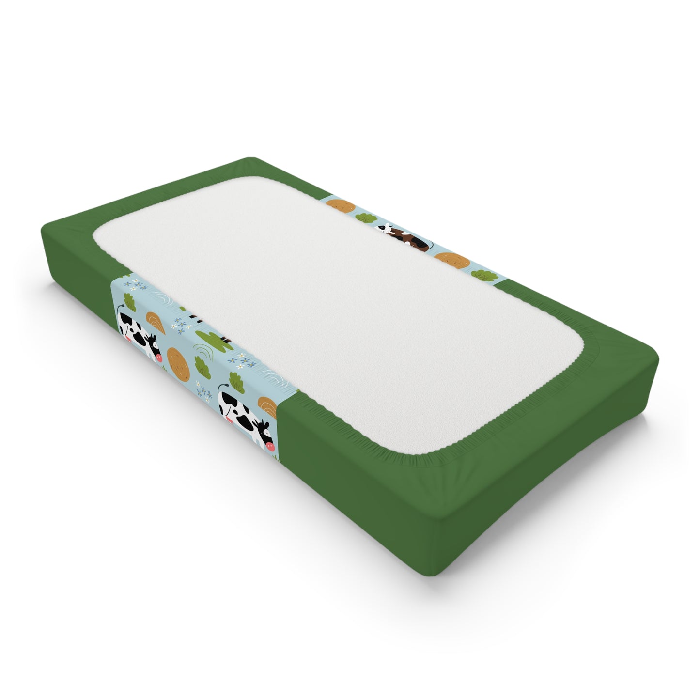 Personalized Cow Baby Changing Pad Cover — Green Farm Animal Nursery