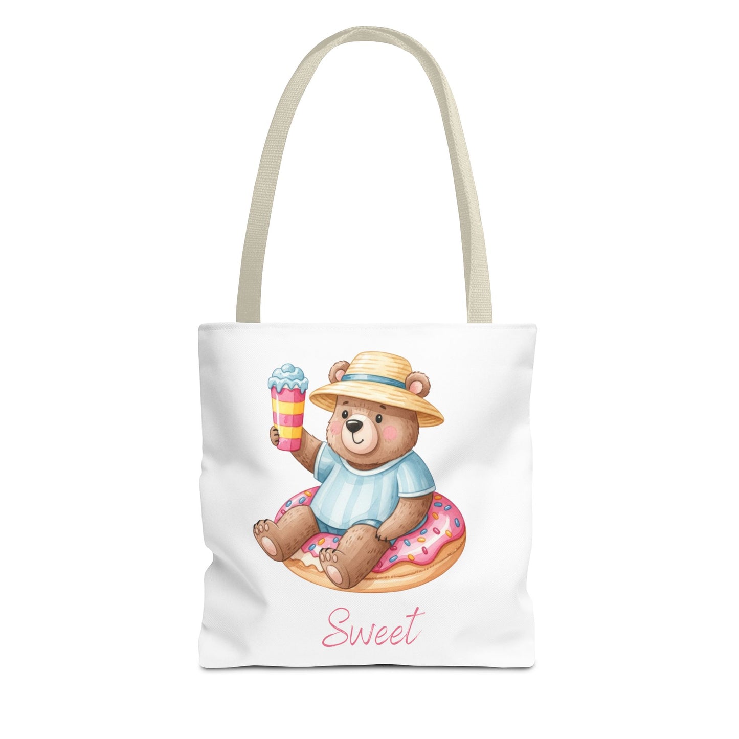 Sweet Bear Beach Tote - Cute Summer Teddy on Donut Float