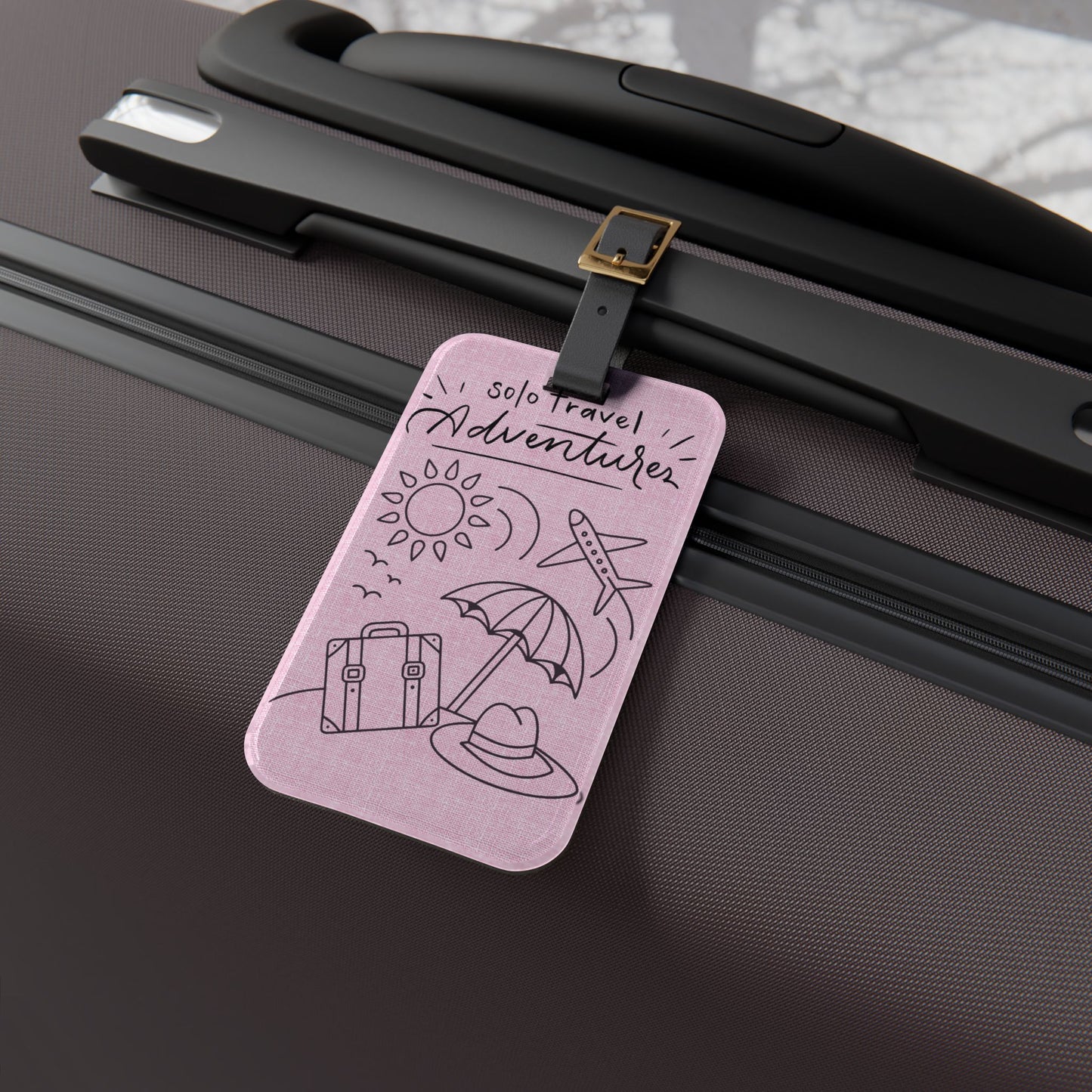 Solo Travel Adventurer Luggage Tag – Pink Passport Bag Identifier