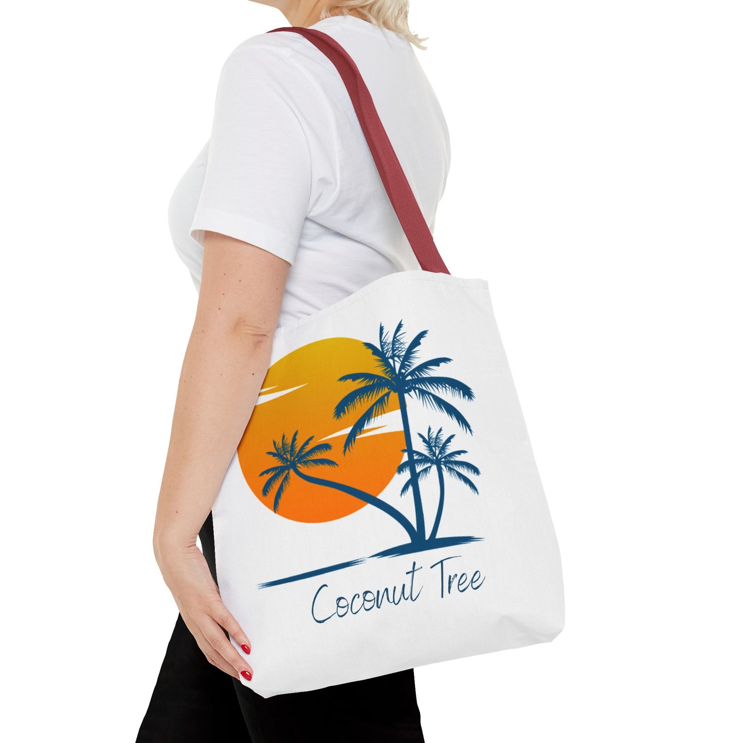 Coconut Tree Tote Bag — Tropical Sunset Beach Canvas Tote