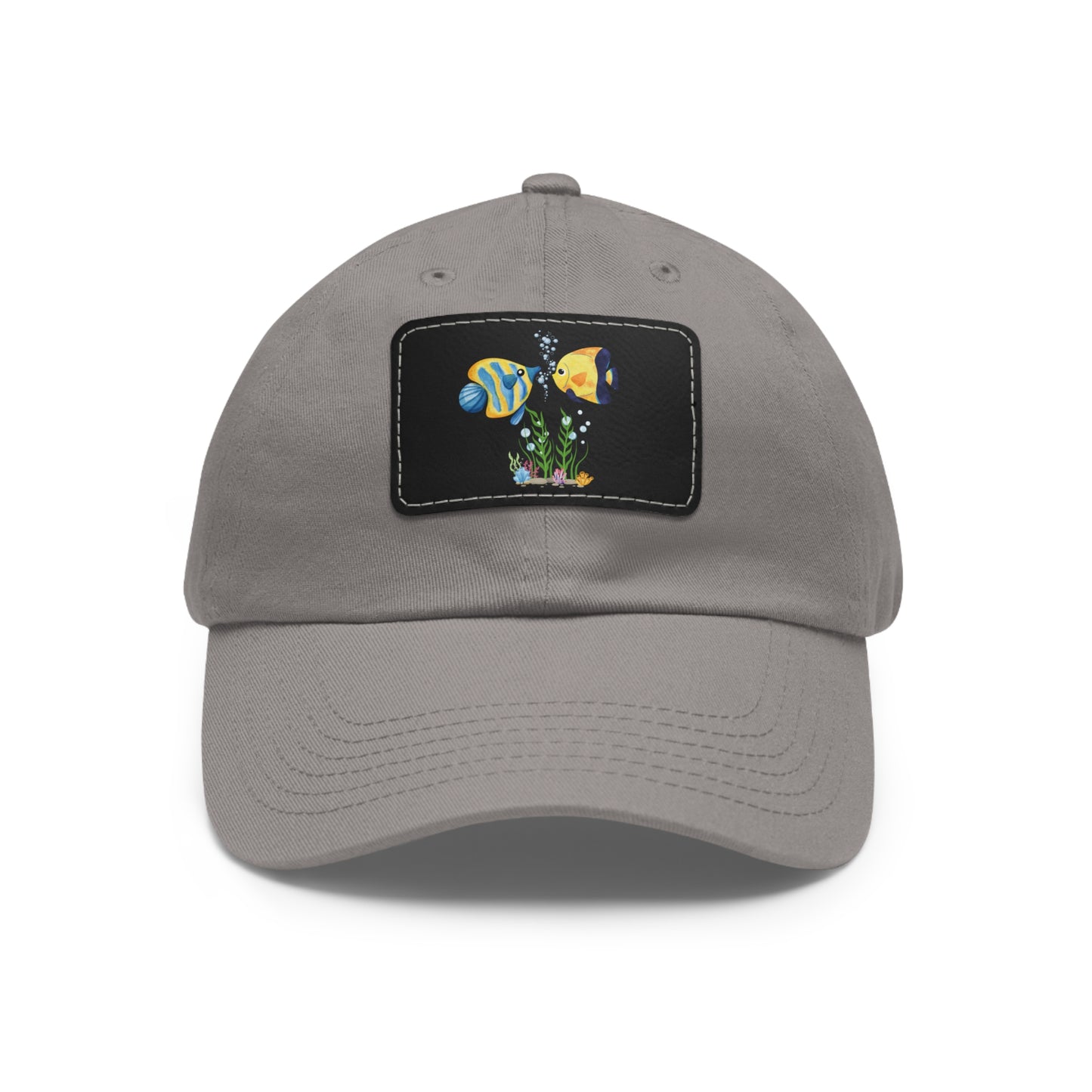 Two fish greet in underwater Dad Hat with Leather Patch (Rectangle)