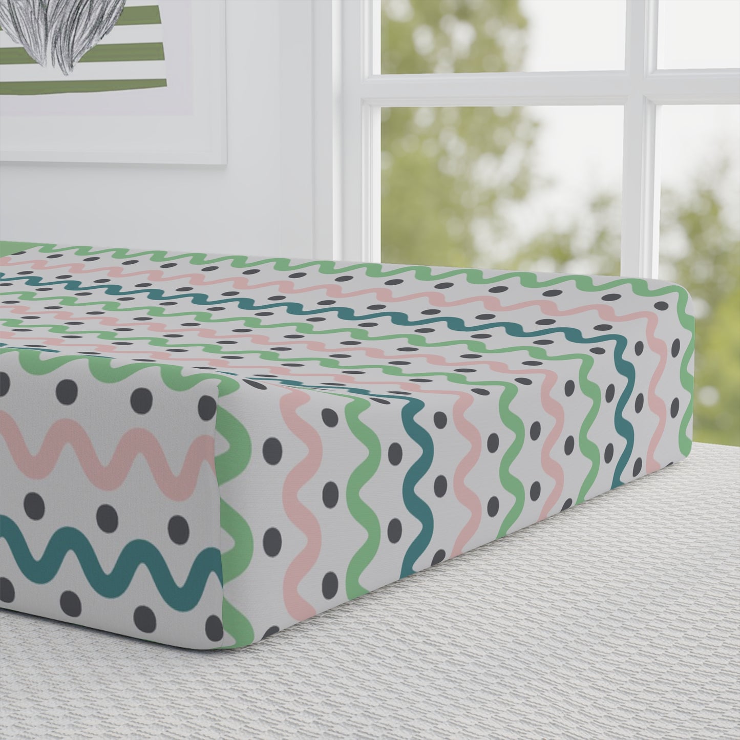 Mermaid Baby Changing Pad Cover — Personalized Green Nursery Changing Mat