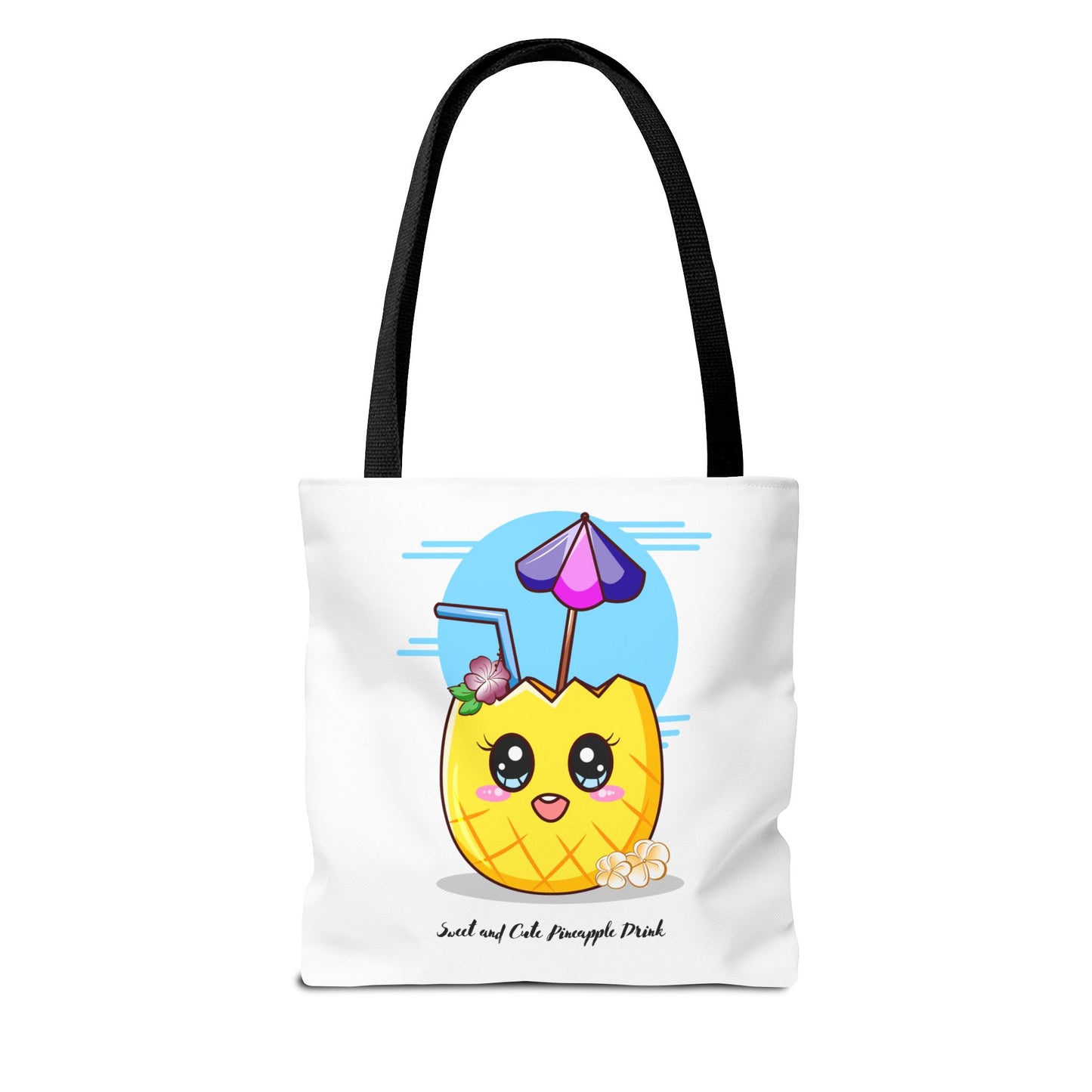 Pineapple Picnic Tote Bag — Cute Kawaii Tropical Drink Design
