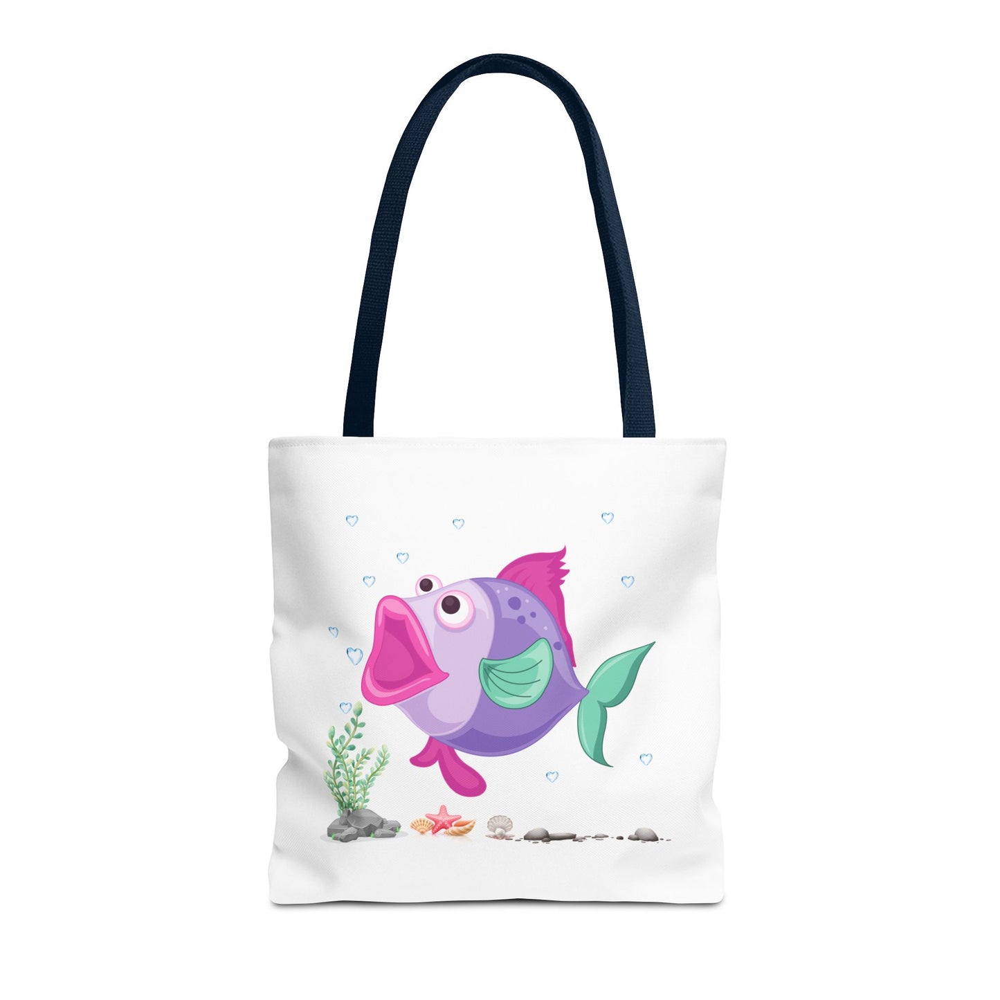Fish with open mouth bubbles and underwater flora. Tote Bag