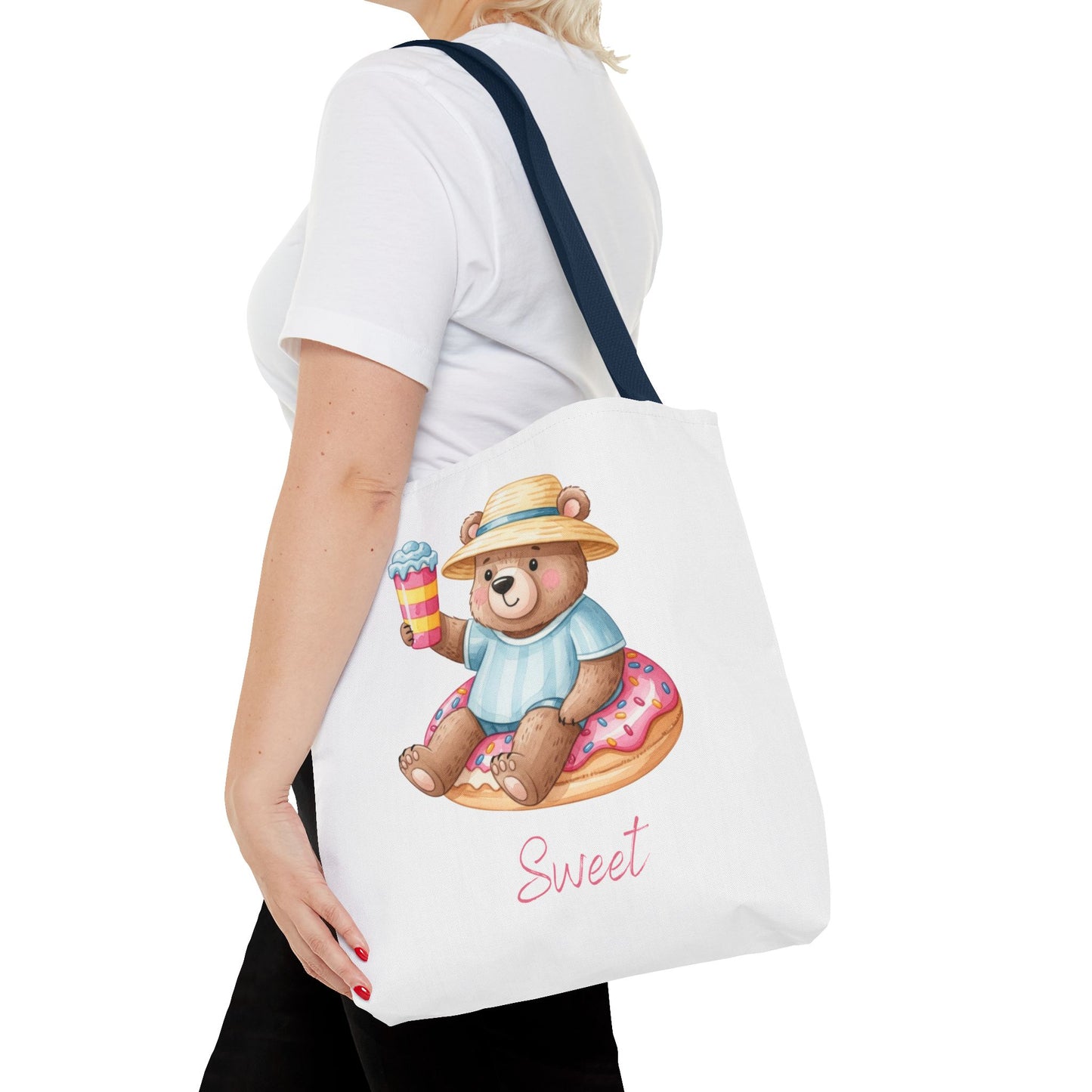 Sweet Bear Beach Tote - Cute Summer Teddy on Donut Float