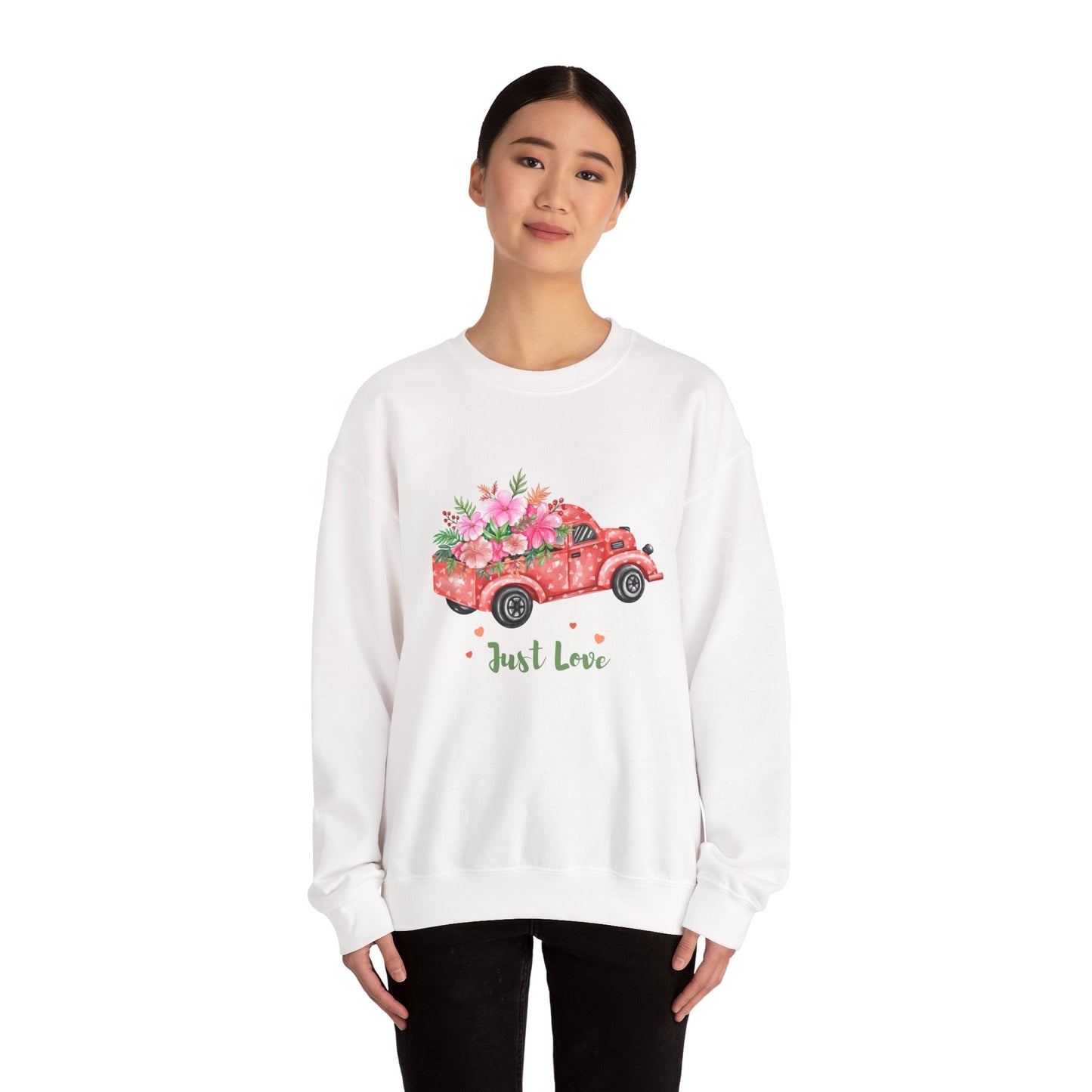 Flower Truck Crewneck Sweatshirt, Cozy Unisex Sweater for Valentine's Day, Comfortable Gift for Him/Her, Casual Love Apparel, Floral [...]
