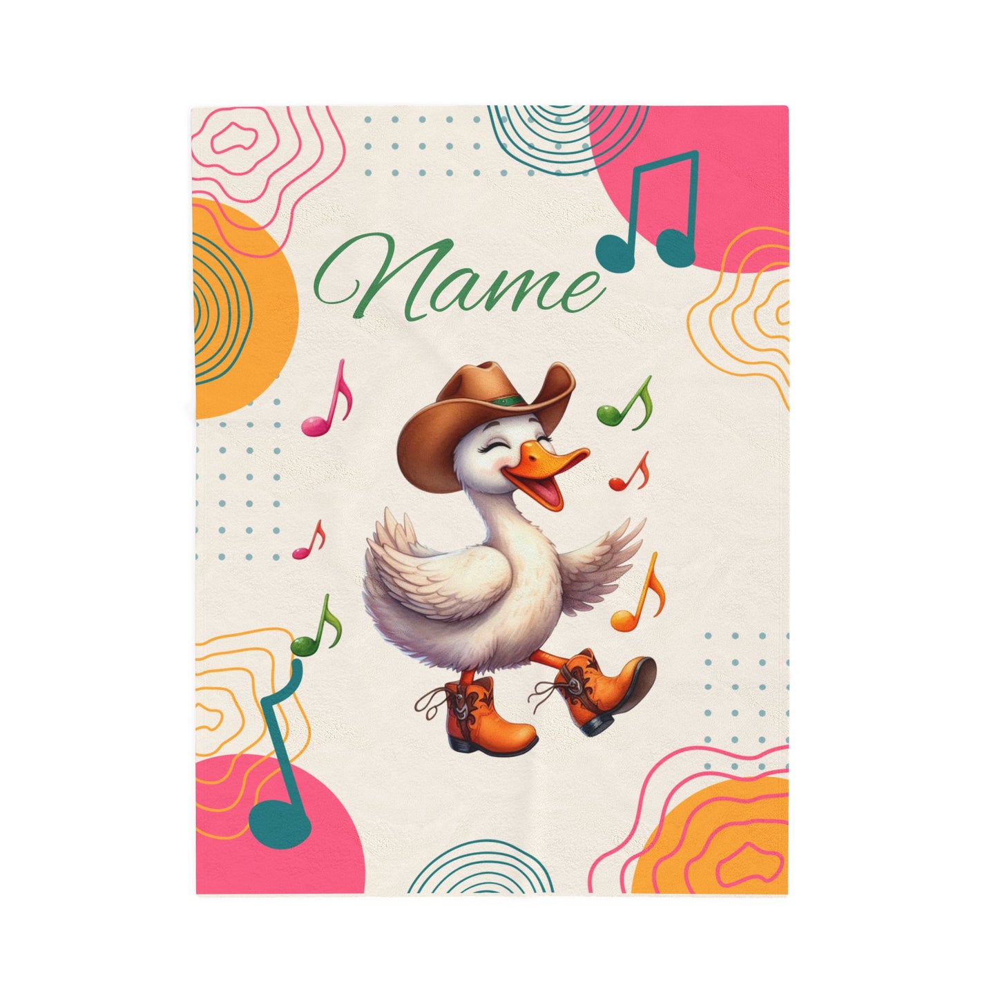 Personalized Velveteen Plush Blanket with Music Notes and Dancing Duck Design, Cozy Home Decor, Gift for Kids, Baby Shower, Nursery, [...]