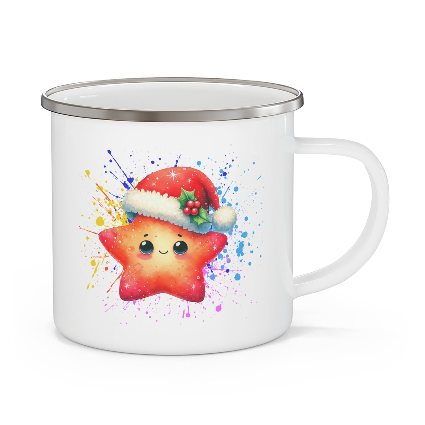 Cute Holiday Enamel Camping Mug with Star Design