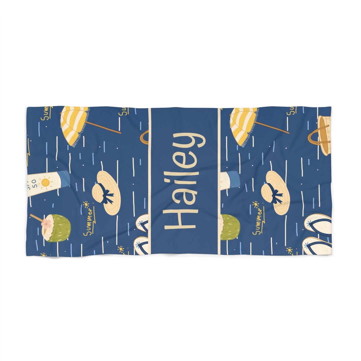 Personalized Nautical Beach Towel — Custom Name 'Hailey' Summer Pool & Vacation Towel