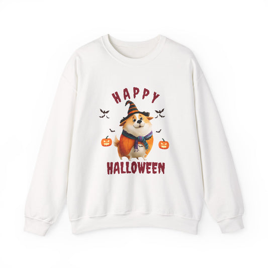 Happy Halloween Dog Sweatshirt, Cozy Fall Attire, Pet Halloween Apparel, Unisex Crewneck, Perfect for Halloween Parties, Fall Fashion