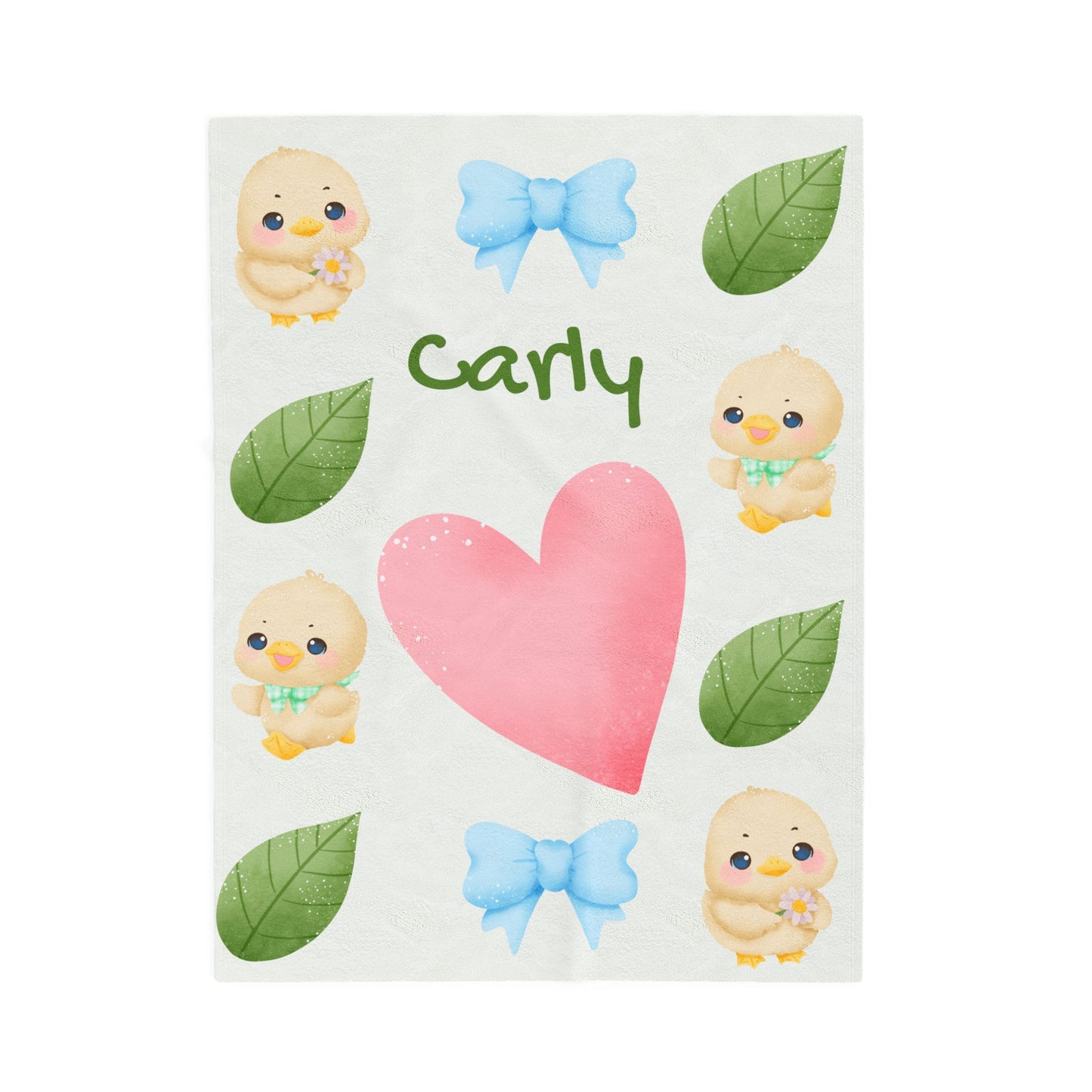 Personalized Velveteen Plush Blanket with Cute Ducklings - Cozy Gift for Kids, Baby Shower, Nursery Decor, Soft Throw for All Occasions