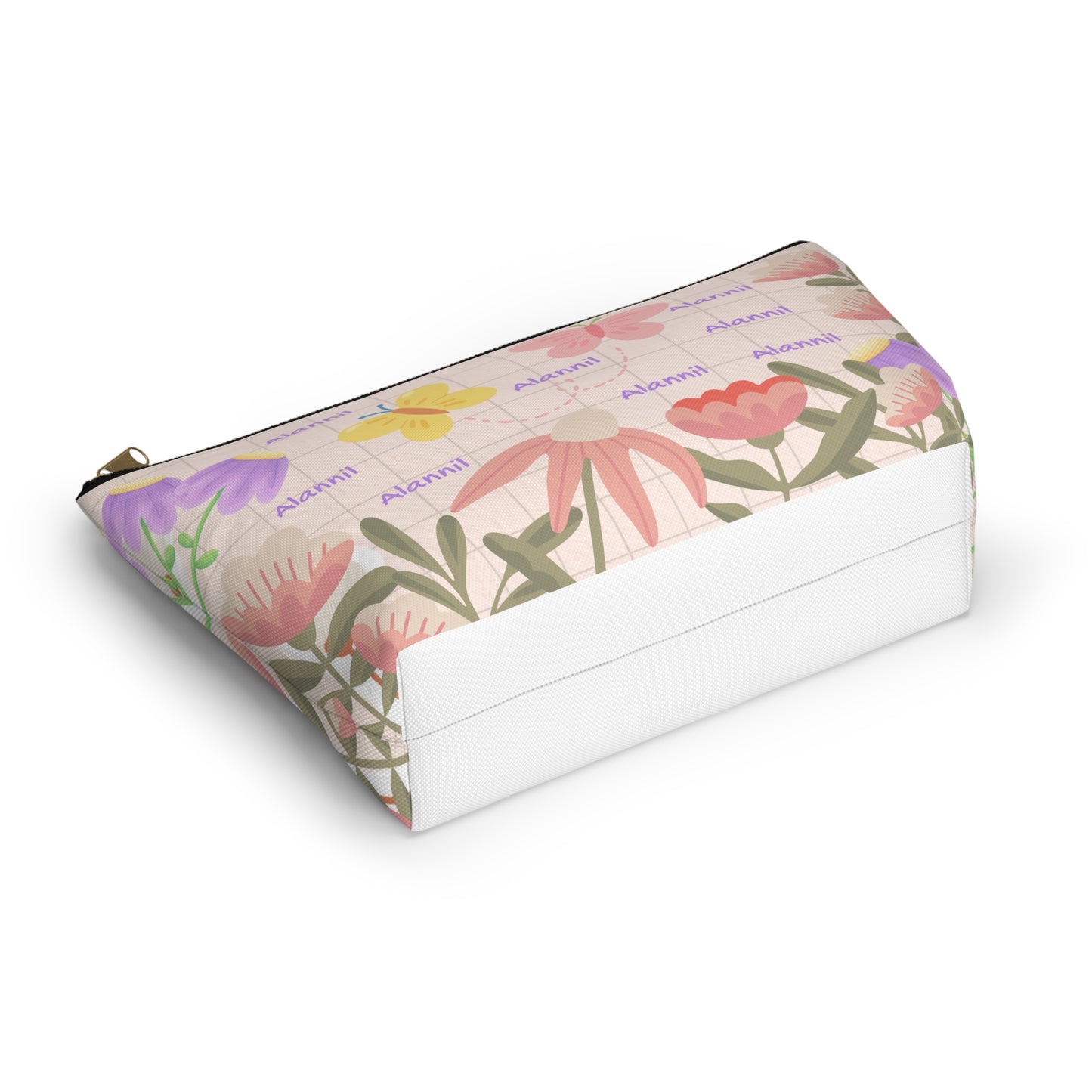 Floral Butterfly Accessory Pouch — Personalized T-Bottom Makeup Bag