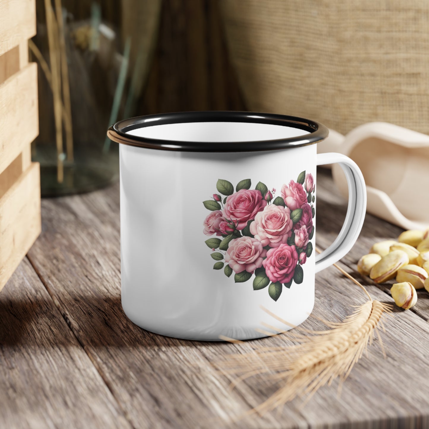 Floral Heart Enamel Camp Cup