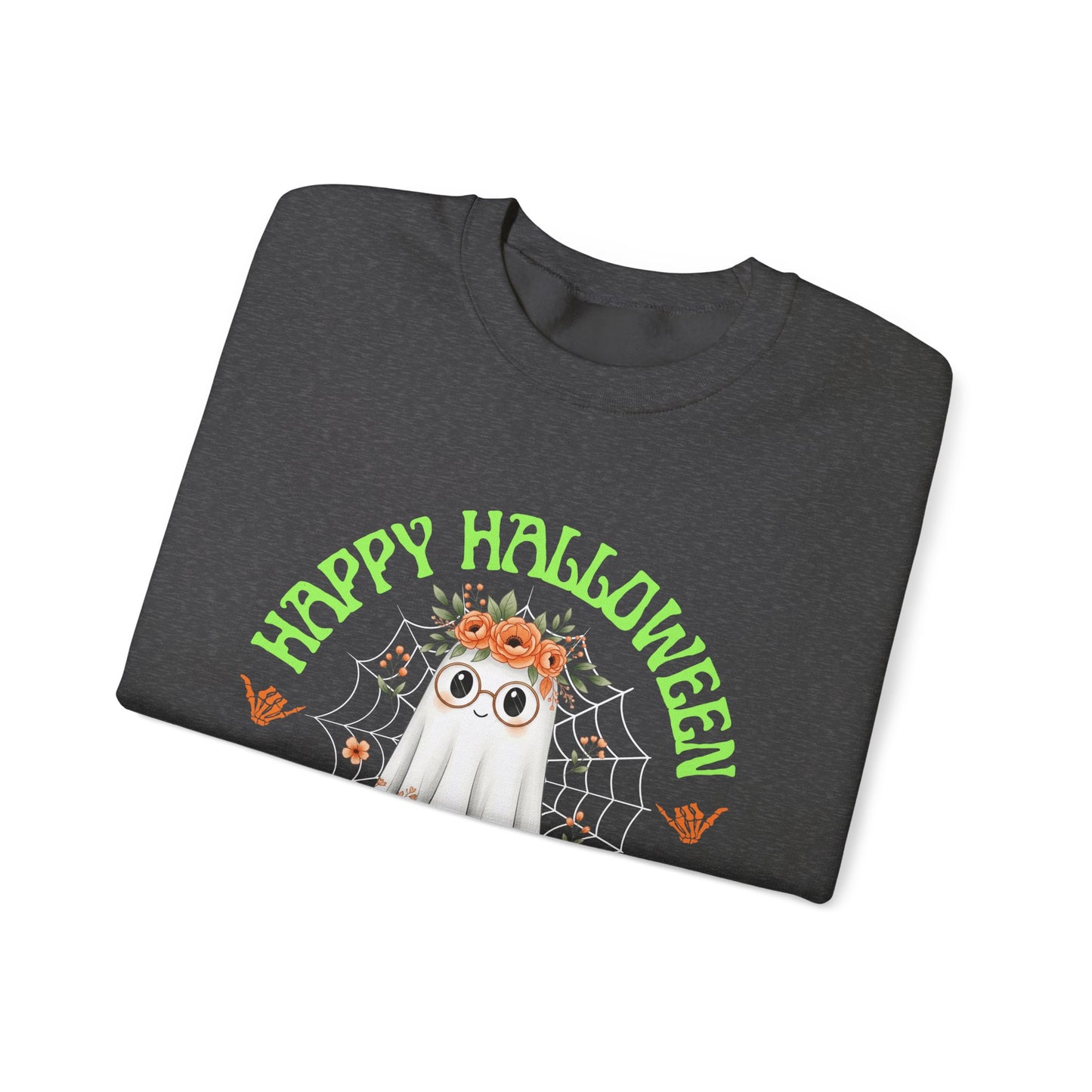 Halloween Ghost Sweatshirt, Cozy Fall Crewneck, Unisex Halloween Apparel, Cute Ghost Design, Perfect for Halloween Parties