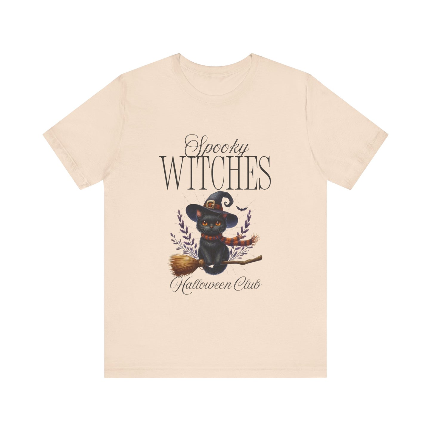 Spooky Witches Halloween Tee, Unisex Short Sleeve Shirt, Witch T-Shirt, Halloween Costume Top, Cat Lovers Gift, Fall Fashion