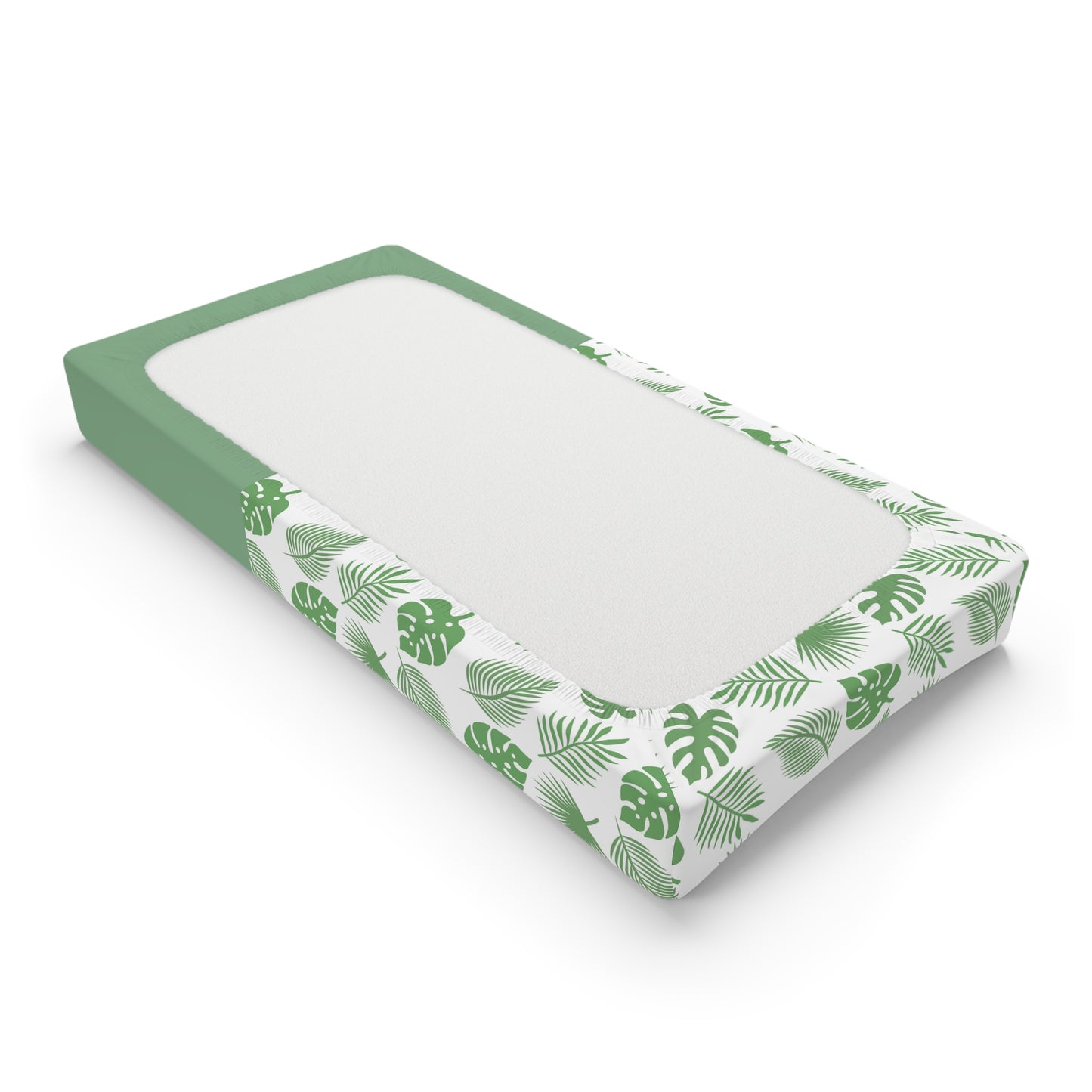 Baby Changing Pad Cover – Personalized Jungle Leaves & Cute Hippo Nursery